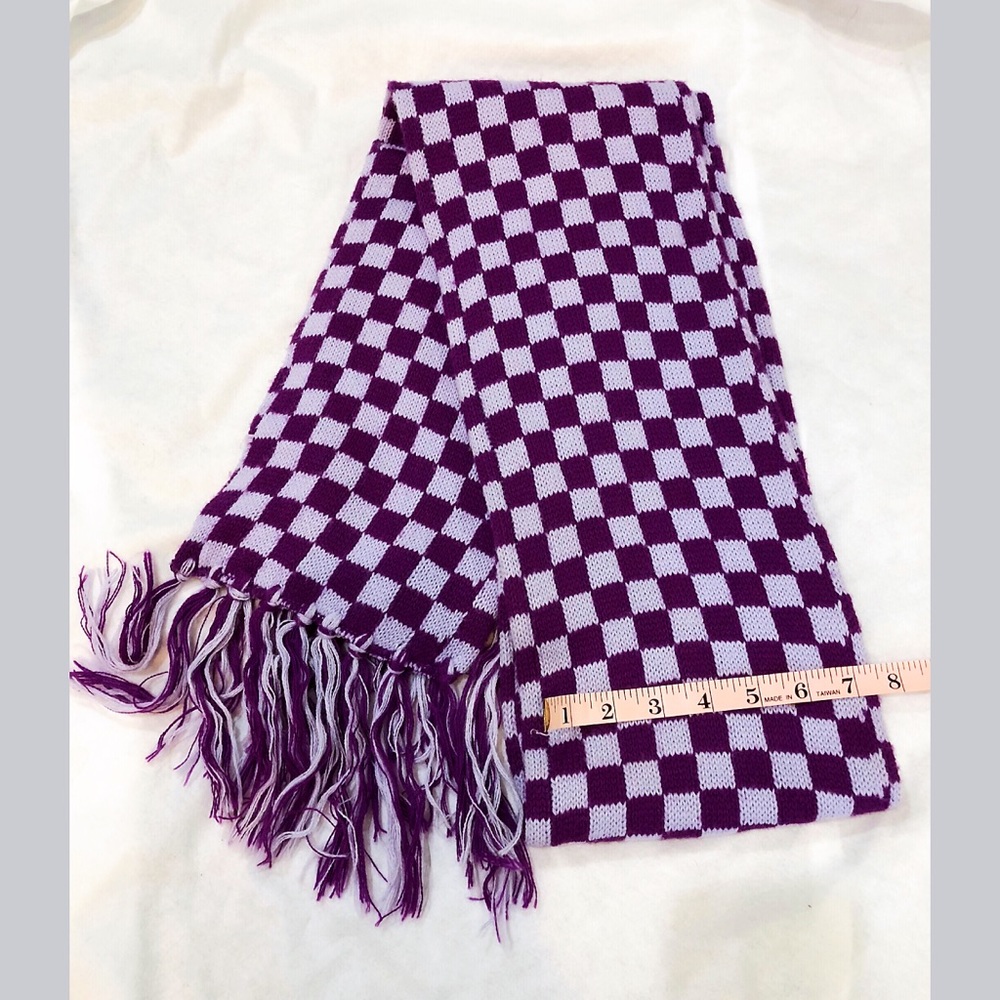 EUC Classic Plaid Check Pattern Purple Scarf